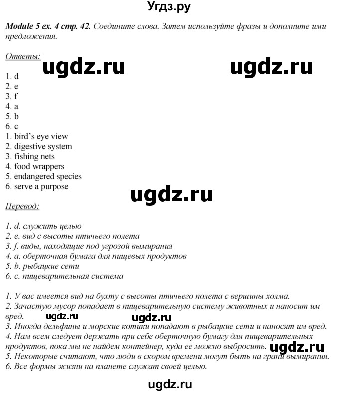 ГДЗ (Решебник) по английскому языку 10 класс (рабочая тетрадь Spotlight) О. В. Афанасьева / страница / 42(продолжение 3)