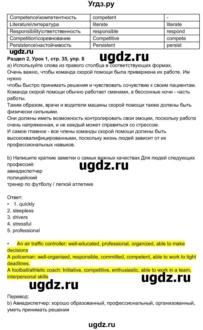 ГДЗ (Решебник 2017) по английскому языку 11 класс (рабочая тетрадь 1 (workbook-1)) М.З. Биболетова / страница / 35(продолжение 2)