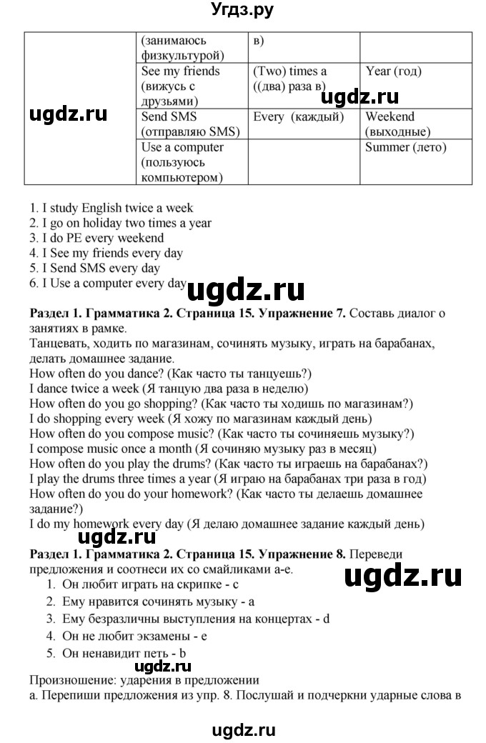 ГДЗ (Решебник 2016) по английскому языку 7 класс Комарова Ю.А. / страница / 15(продолжение 3)