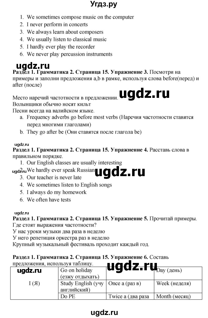 ГДЗ (Решебник) по английскому языку 7 класс Комарова Ю.А. / страница-№ / 15(продолжение 2)