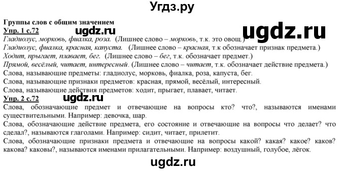 ГДЗ (Решебник) по русскому языку 2 класс Желтовская Л.Я. / часть 1. страница / 72