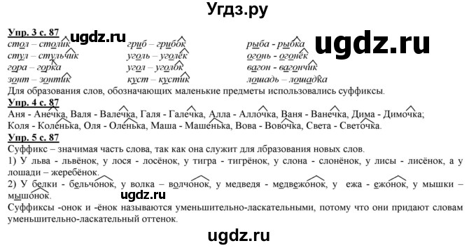ГДЗ (Решебник) по русскому языку 2 класс Желтовская Л.Я. / часть 1. страница / 87