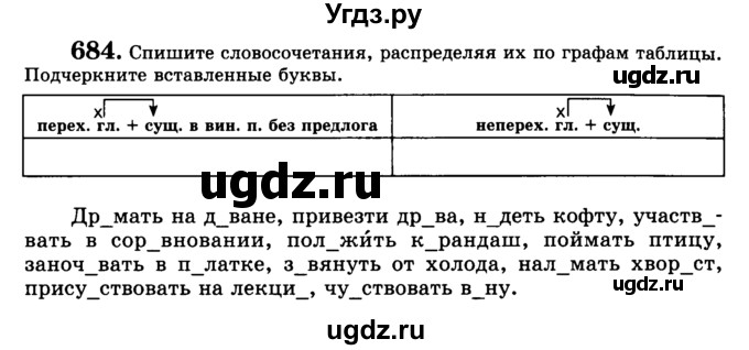 ГДЗ (Учебник) по русскому языку 5 класс С.И. Львова / упражнение № / 684