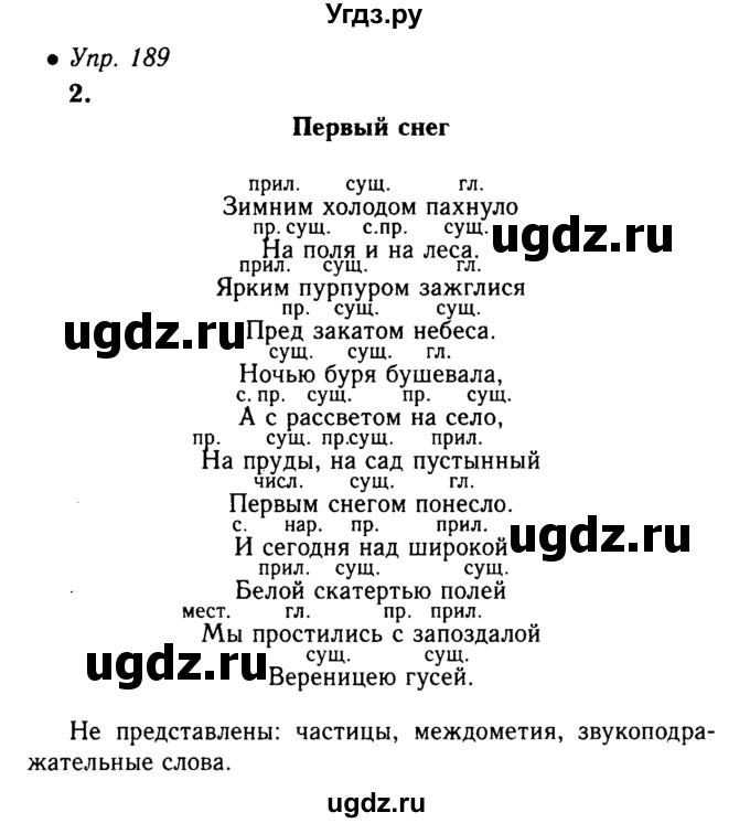 ГДЗ (решебник №1) по русскому языку 5 класс С.И. Львова / упражнение № / 189