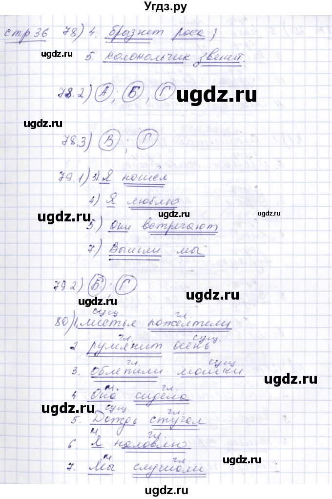 ГДЗ (Решебник) по русскому языку 5 класс (рабочая тетрадь) Богданова Г.А. / часть 1 (страница) / 36