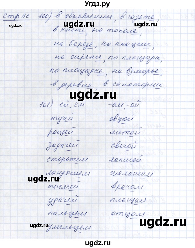 ГДЗ (Решебник) по русскому языку 5 класс (рабочая тетрадь) Богданова Г.А. / часть 2 (страница) / 36