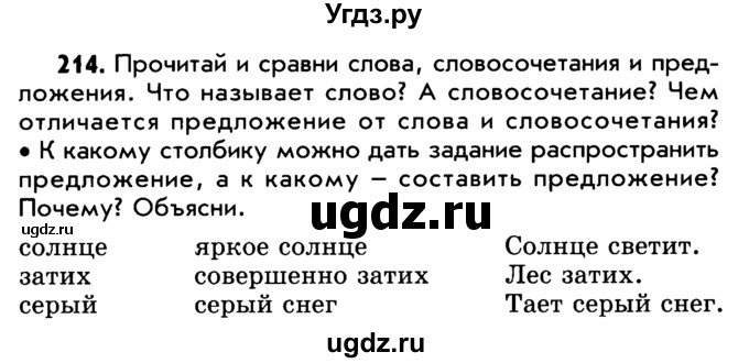 ГДЗ (Учебник) по русскому языку 5 класс Р.Н. Бунеев / упражнение № / 214