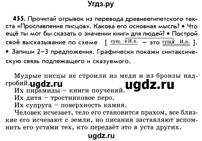 ГДЗ (Учебник) по русскому языку 5 класс Р.Н. Бунеев / упражнение № / 455