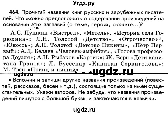 ГДЗ (Учебник) по русскому языку 5 класс Р.Н. Бунеев / упражнение № / 464