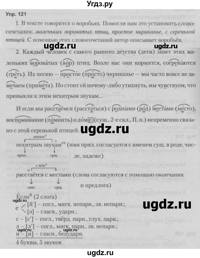 ГДЗ (Решебник №2 к учебнику 2014) по русскому языку 5 класс Л.А. Мурина / часть 1 / упражнение / 121