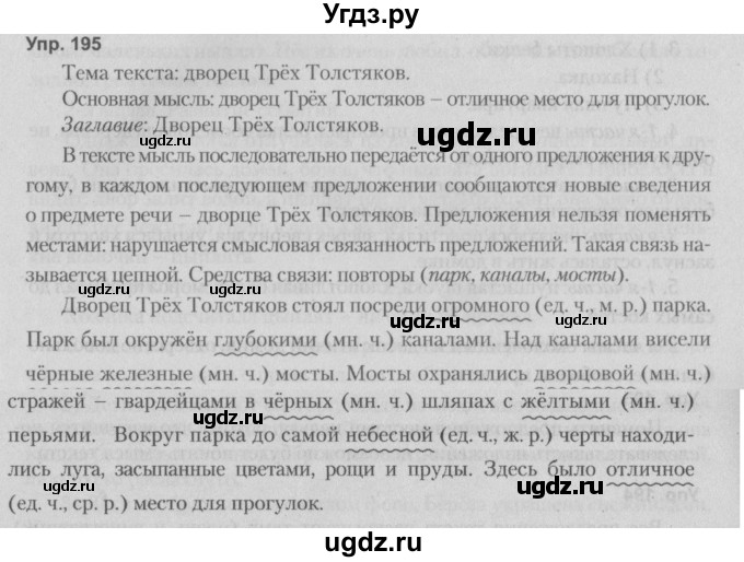 ГДЗ (Решебник №2 к учебнику 2014) по русскому языку 5 класс Л.А. Мурина / часть 1 / упражнение / 195