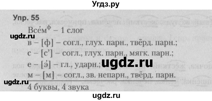 ГДЗ (Решебник №2 к учебнику 2014) по русскому языку 5 класс Л.А. Мурина / часть 2 / упражнение / 55