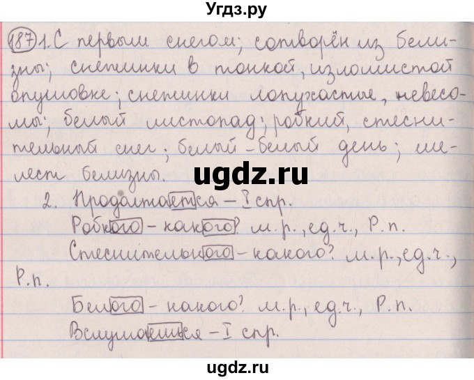 ГДЗ (Решебник №1 к учебнику 2014) по русскому языку 5 класс Л.А. Мурина / часть 1 / упражнение / 187