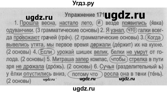 ГДЗ (Решебник №3 к учебнику 2014) по русскому языку 5 класс Л.А. Мурина / часть 1 / упражнение / 171