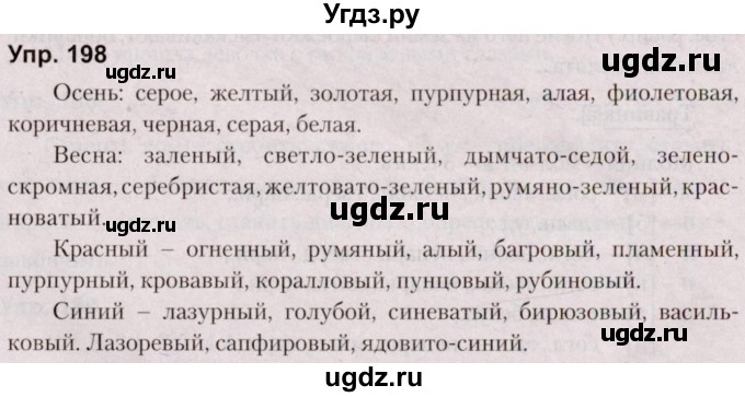 ГДЗ (Решебник №2 к учебнику 2019) по русскому языку 5 класс Л.А. Мурина / часть 2 / упражнение / 198