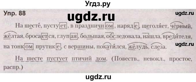 ГДЗ (Решебник №2 к учебнику 2019) по русскому языку 5 класс Л.А. Мурина / часть 2 / упражнение / 88