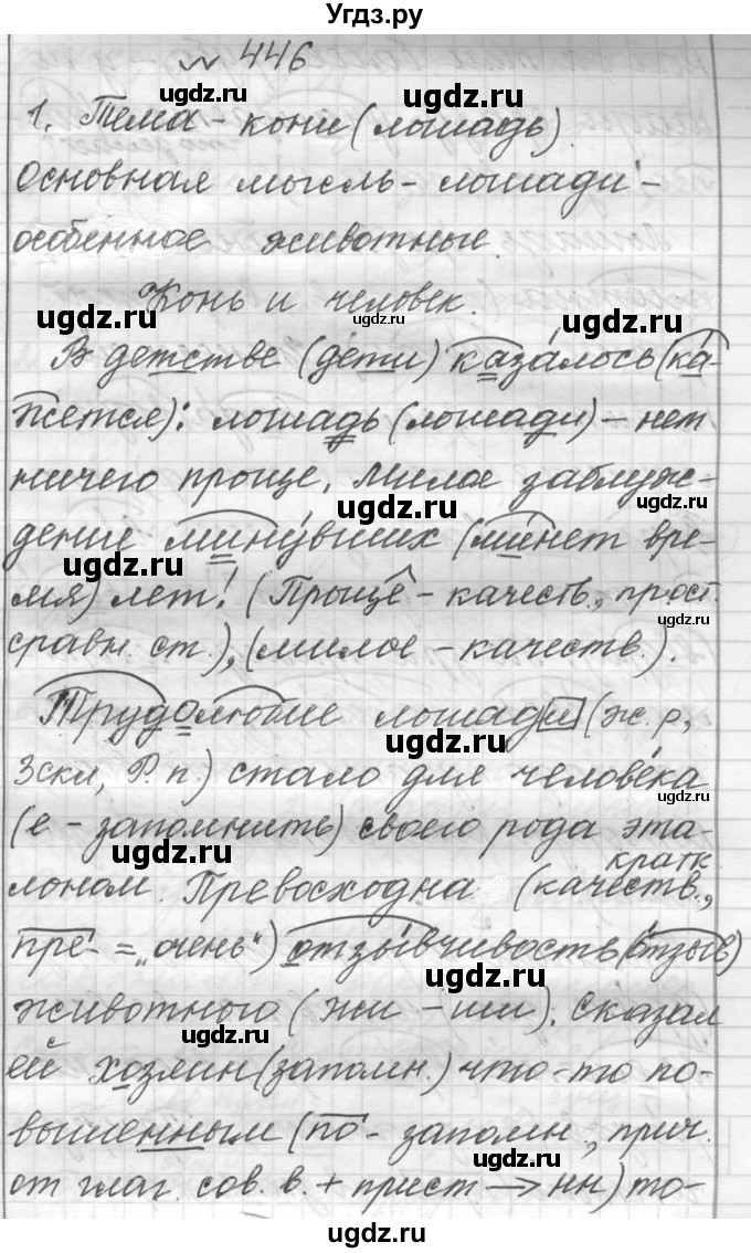 ГДЗ (Решебник к учебнику 2016) по русскому языку 6 класс (Практика) Г.К. Лидман-Орлова / упражнение / 446