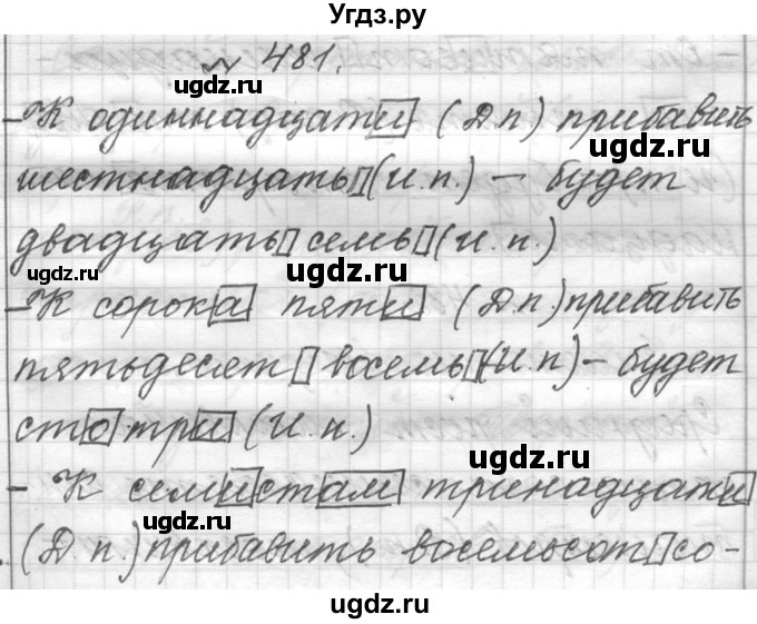 ГДЗ (Решебник к учебнику 2016) по русскому языку 6 класс (Практика) Г.К. Лидман-Орлова / упражнение / 481