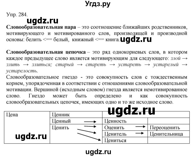 ГДЗ (Решебник №1) по русскому языку 6 класс С.И. Львова / упражнение номер / 284