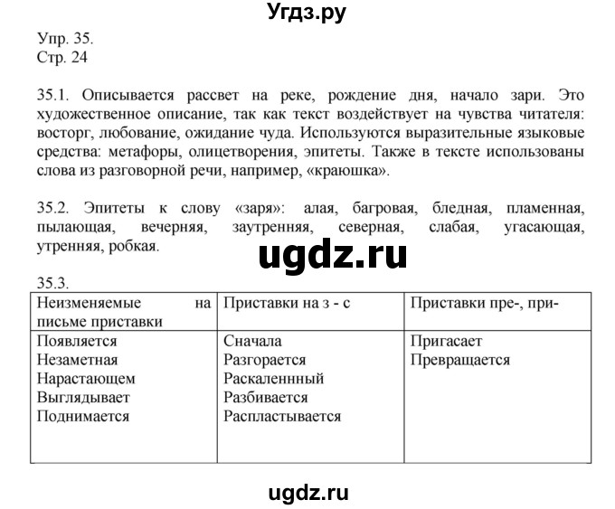 ГДЗ (Решебник №1) по русскому языку 6 класс С.И. Львова / упражнение номер / 35