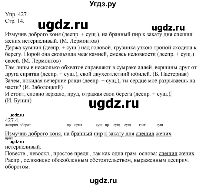 ГДЗ (Решебник №1) по русскому языку 6 класс С.И. Львова / упражнение номер / 427