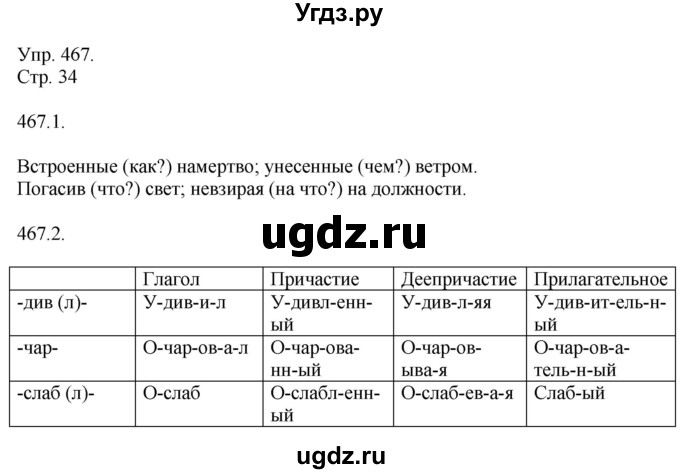 ГДЗ (Решебник №1) по русскому языку 6 класс С.И. Львова / упражнение номер / 467