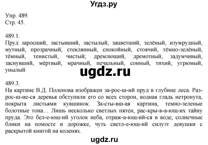 ГДЗ (Решебник №1) по русскому языку 6 класс С.И. Львова / упражнение номер / 489