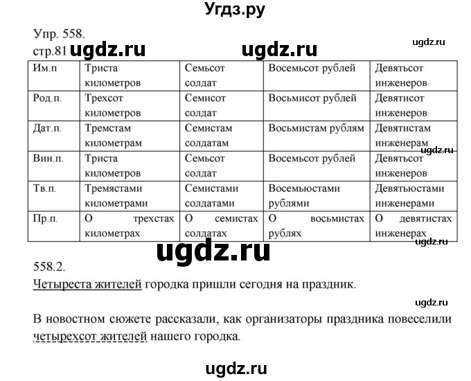 ГДЗ (Решебник №1) по русскому языку 6 класс С.И. Львова / упражнение номер / 558