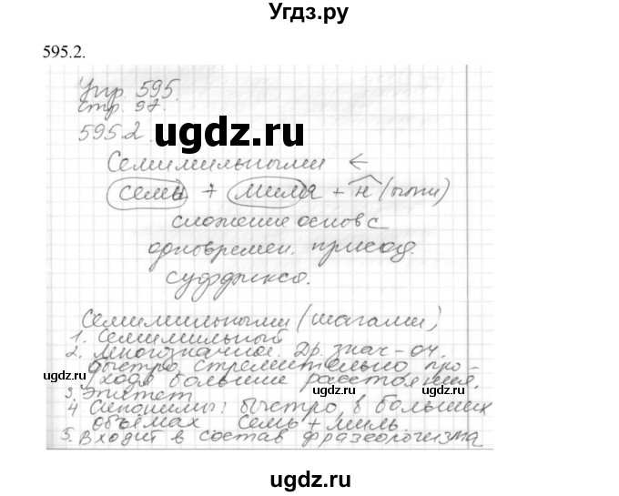 ГДЗ (Решебник №1) по русскому языку 6 класс С.И. Львова / упражнение номер / 595(продолжение 2)