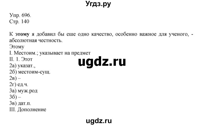 ГДЗ (Решебник №1) по русскому языку 6 класс С.И. Львова / упражнение номер / 696