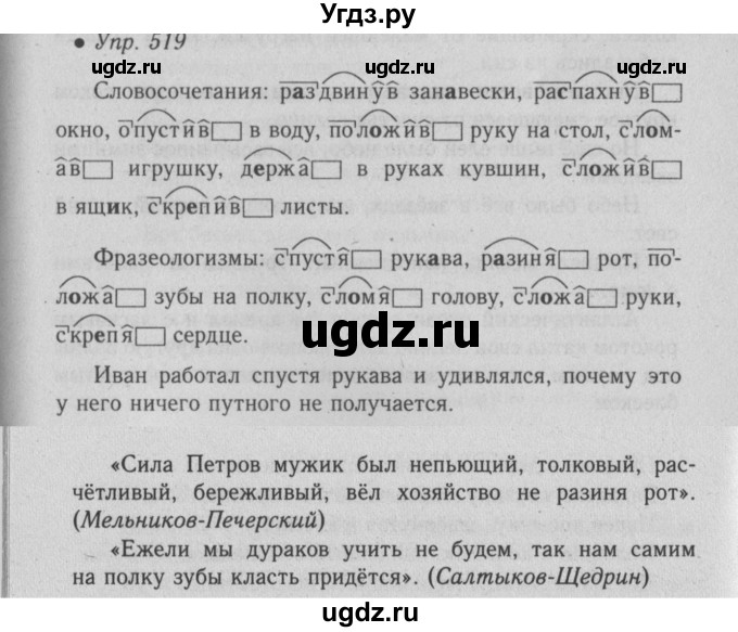 ГДЗ (Решебник №2) по русскому языку 6 класс С.И. Львова / упражнение номер / 519