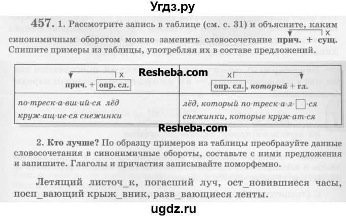 ГДЗ (Учебник) по русскому языку 6 класс С.И. Львова / упражнение номер / 457