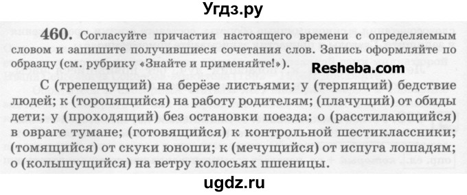 ГДЗ (Учебник) по русскому языку 6 класс С.И. Львова / упражнение номер / 460