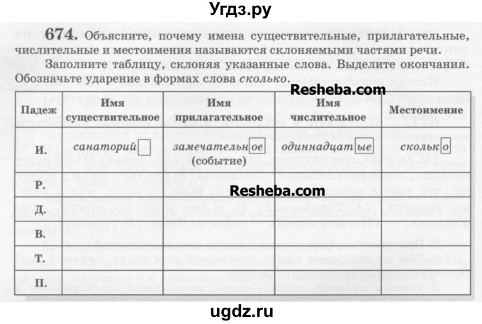 ГДЗ (Учебник) по русскому языку 6 класс С.И. Львова / упражнение номер / 674