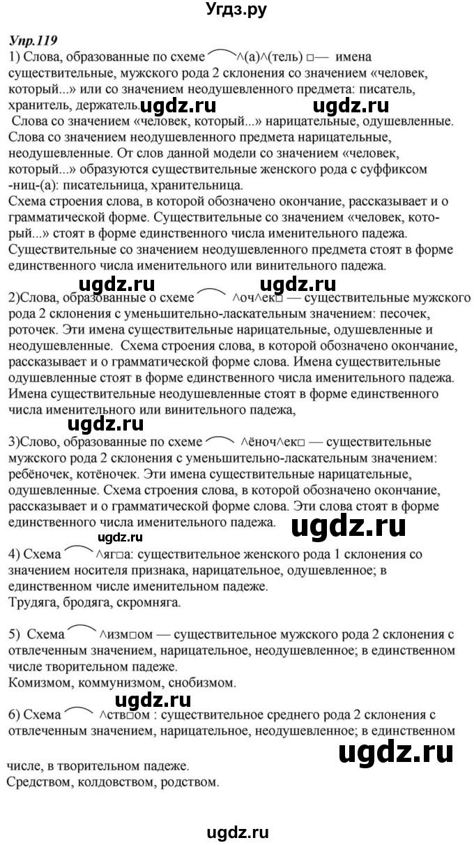 ГДЗ (Решебник к учебнику 2015) по русскому языку 6 класс М.М. Разумовская / упражнение / 119