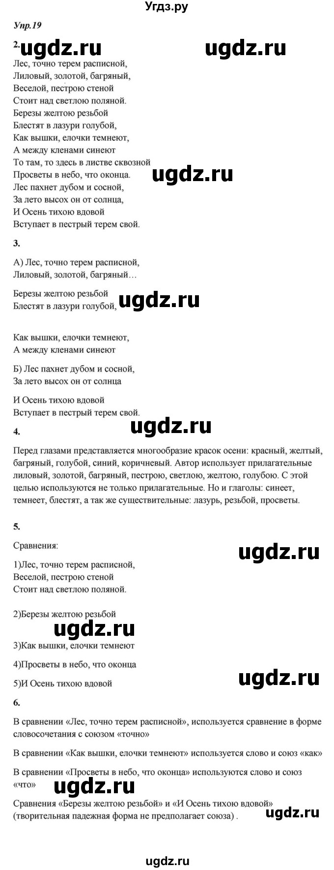ГДЗ (Решебник к учебнику 2015) по русскому языку 6 класс М.М. Разумовская / упражнение / 19