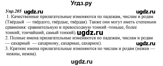 ГДЗ (Решебник к учебнику 2015) по русскому языку 6 класс М.М. Разумовская / упражнение / 205