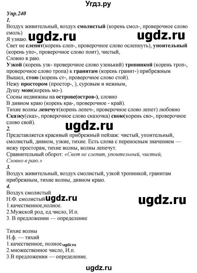 ГДЗ (Решебник к учебнику 2015) по русскому языку 6 класс М.М. Разумовская / упражнение / 240