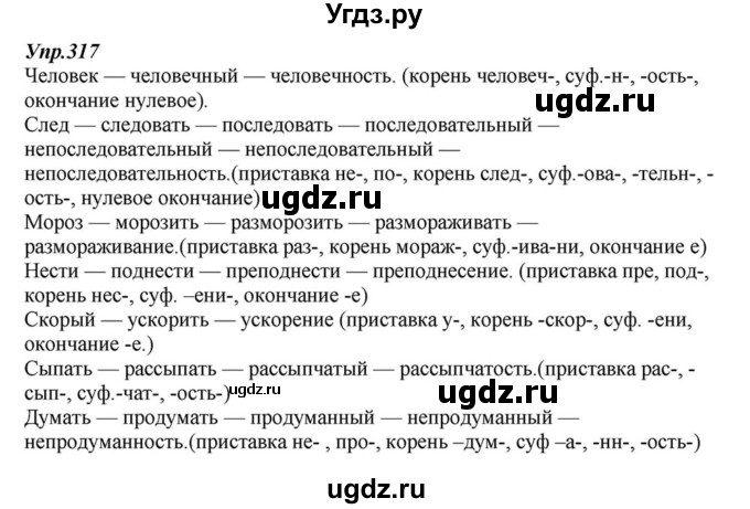 ГДЗ (Решебник к учебнику 2015) по русскому языку 6 класс М.М. Разумовская / упражнение / 317