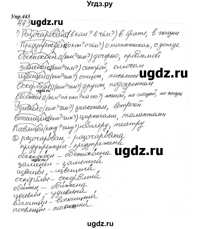 ГДЗ (Решебник к учебнику 2015) по русскому языку 6 класс М.М. Разумовская / упражнение / 443
