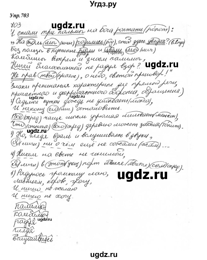 ГДЗ (Решебник к учебнику 2015) по русскому языку 6 класс М.М. Разумовская / упражнение / 703