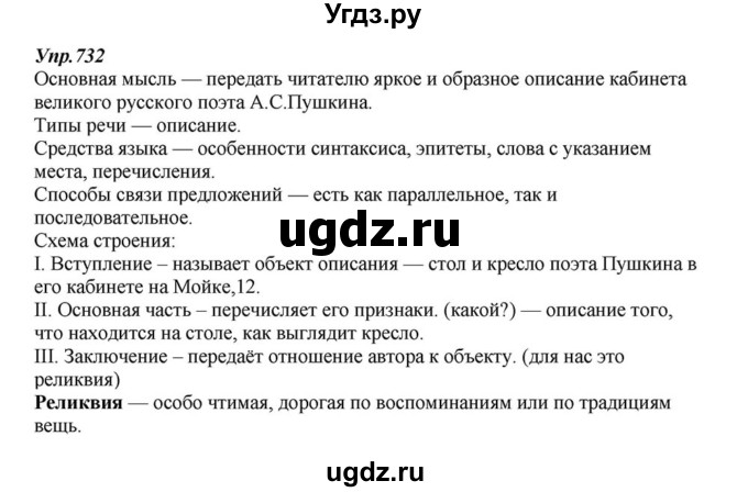 ГДЗ (Решебник к учебнику 2015) по русскому языку 6 класс М.М. Разумовская / упражнение / 732