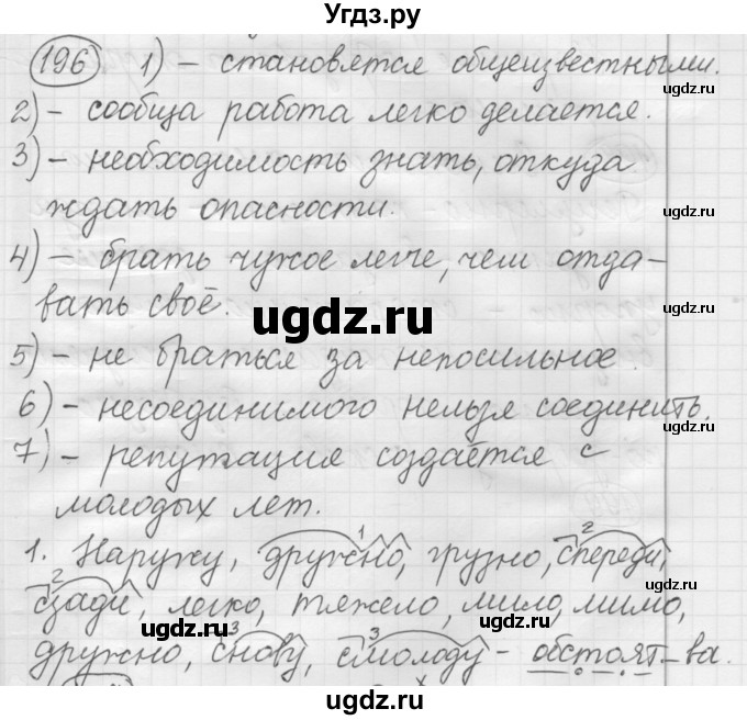 ГДЗ (Решебник к старому учебнику) по русскому языку 7 класс Л. М. Рыбченкова / упражнение / 196