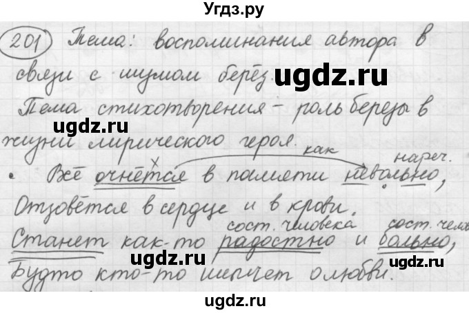 ГДЗ (Решебник к старому учебнику) по русскому языку 7 класс Л. М. Рыбченкова / упражнение / 201