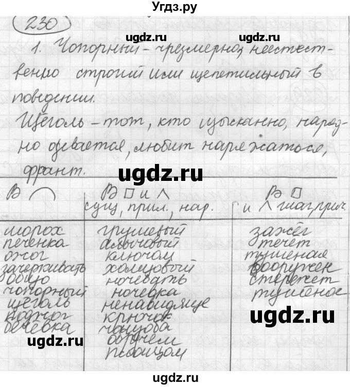 ГДЗ (Решебник к старому учебнику) по русскому языку 7 класс Л. М. Рыбченкова / упражнение / 230