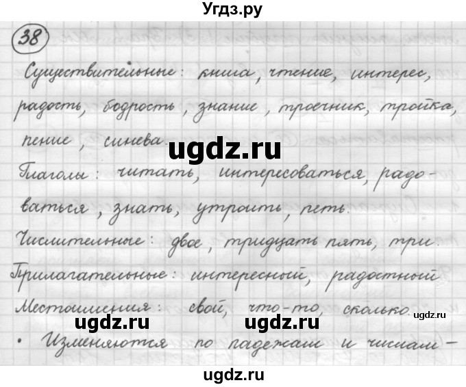 ГДЗ (Решебник к старому учебнику) по русскому языку 7 класс Л. М. Рыбченкова / упражнение / 38