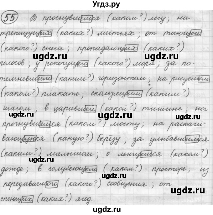 ГДЗ (Решебник к старому учебнику) по русскому языку 7 класс Л. М. Рыбченкова / упражнение / 55