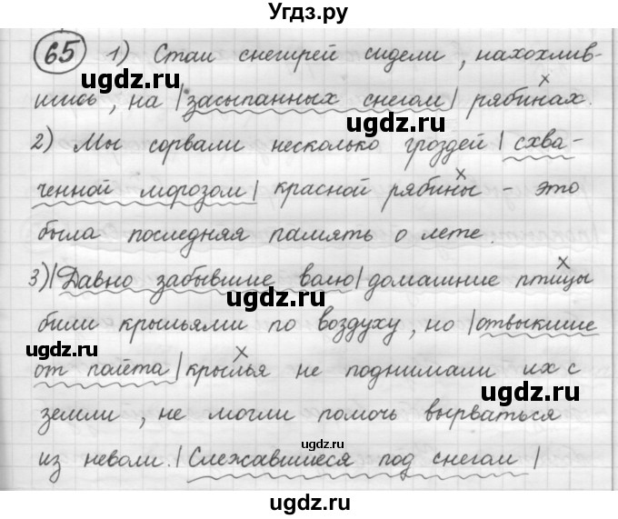 ГДЗ (Решебник к старому учебнику) по русскому языку 7 класс Л. М. Рыбченкова / упражнение / 65