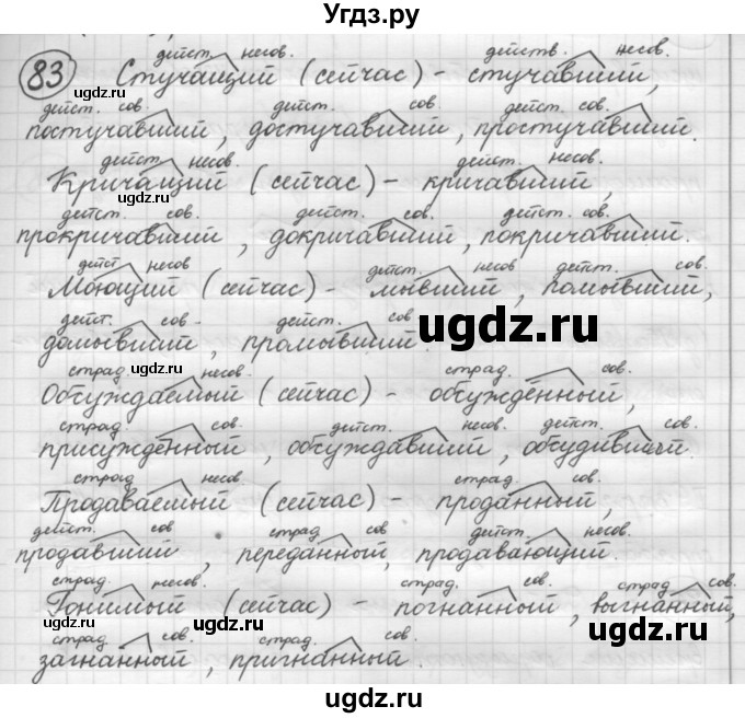 ГДЗ (Решебник к старому учебнику) по русскому языку 7 класс Л. М. Рыбченкова / упражнение / 83