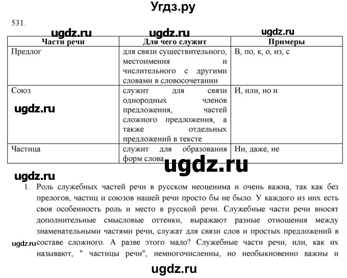 ГДЗ (Решебник к новому учебнику) по русскому языку 7 класс Л. М. Рыбченкова / упражнение / 531